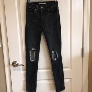 Charcoal skinny jeans with ripped knees high rise
